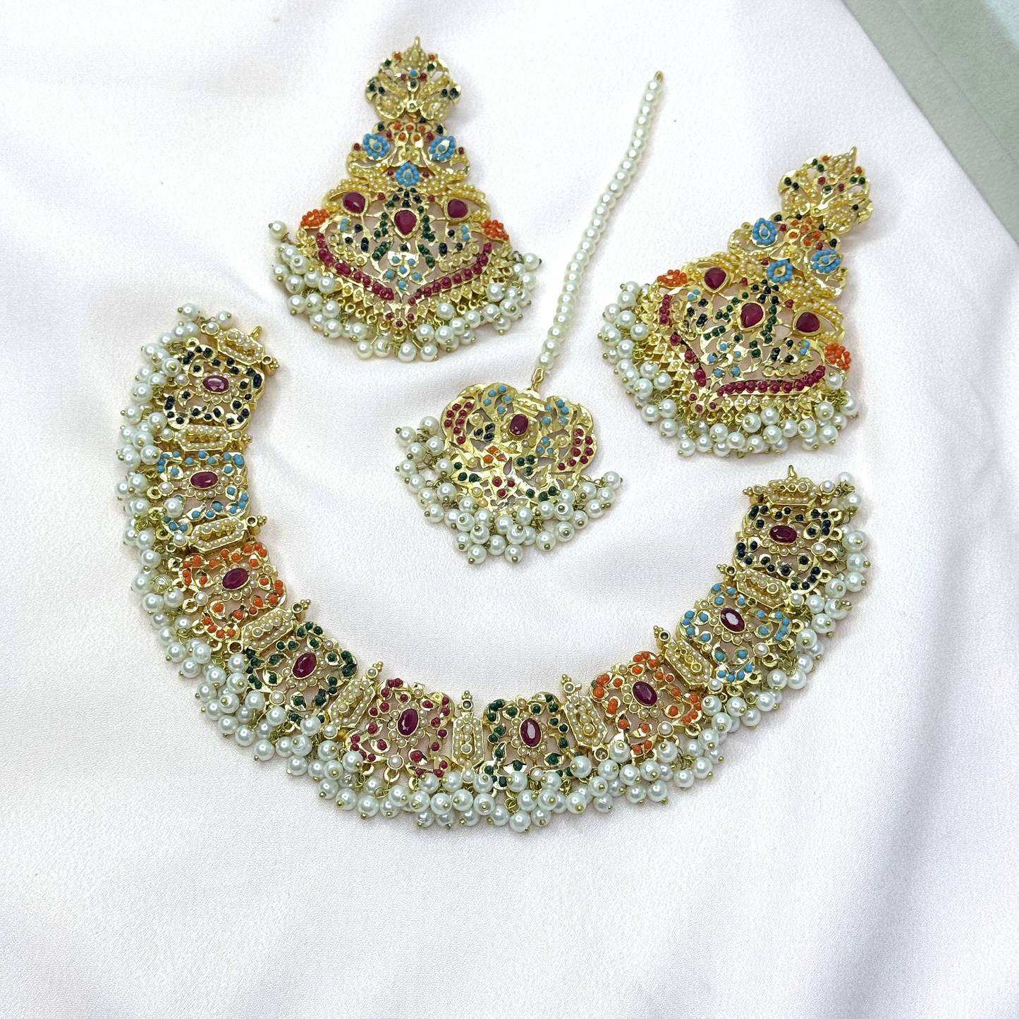 Traditional Set In Multi Colours Hand made Quality Gold Plated