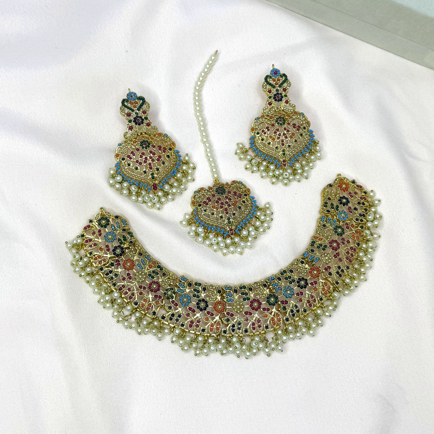 Traditional Set In Multi Colours Hand made Quality Gold Plated