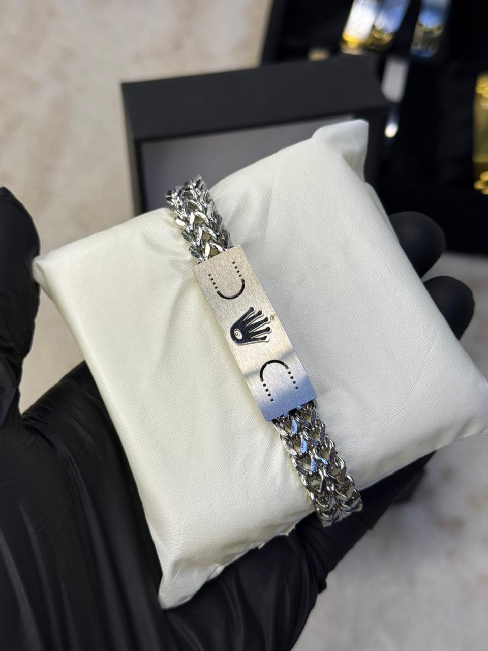 Branded Crown Stainless Steel Bracelet