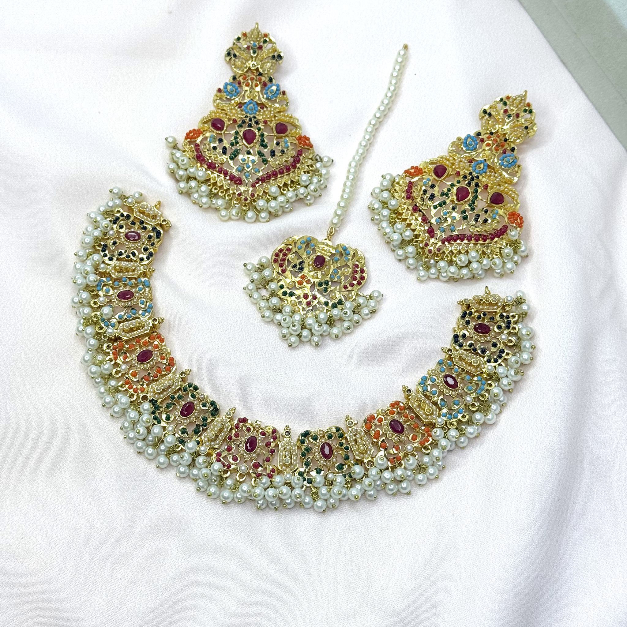 Traditional Set In Multi Colours Hand made Quality Gold Plated