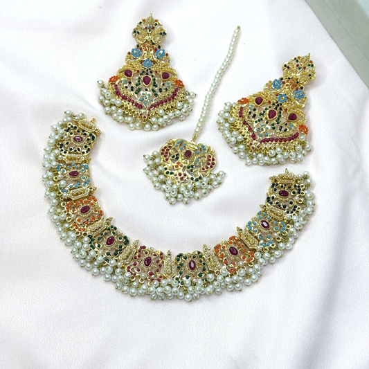 Traditional Set In Multi Colours Hand made Quality Gold Plated